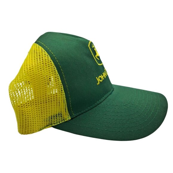 John Deere Trucker Hat Adjustable Snapback Green Yellow Logo Mesh MPC Farmer Cap - Picture 11 of 13